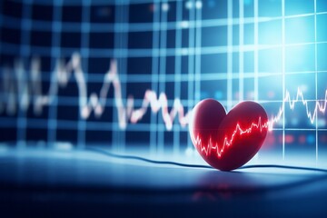 Electrocardiogram displaying a heartbeat - obrazy, fototapety, plakaty