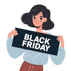 Illustration of a person holding a sign that says "Black Friday"