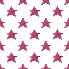 Hand painted watercolor stars in a checkerboard pattern on a transparent background. Seamless holiday pattern for your design