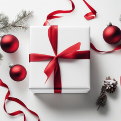 christmas gift box with ribbon. "Generative AI"