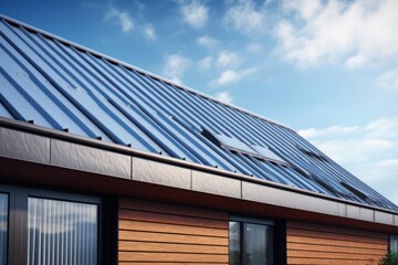 Fototapeta na wymiar Corrugated metal roofs installed in modern homes