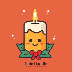 Vector Illustration of a Cute Candle for Christmas Celebrations
