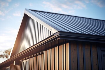 Corrugated metal roofs installed in modern homes - obrazy, fototapety, plakaty