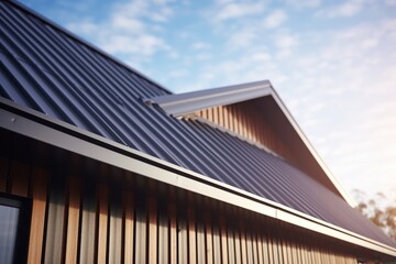 Fototapeta na wymiar Corrugated metal roofs installed in modern homes