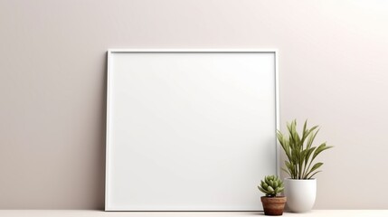 home interior frame mockup with white wall background