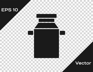Black Can container for milk icon isolated on transparent background. Vector