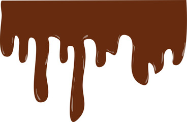 Delicious flowing melted chocolate border illustration with transparent background