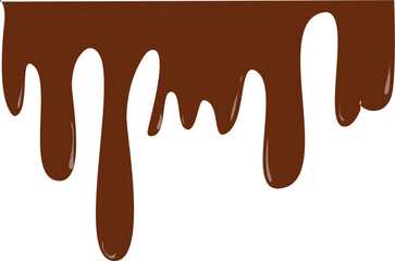 Delicious flowing melted chocolate border illustration with transparent background