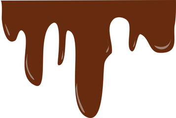 Delicious flowing melted chocolate border illustration with transparent background