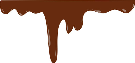 Delicious flowing melted chocolate border illustration with transparent background