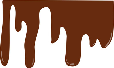 Delicious flowing melted chocolate border illustration with transparent background