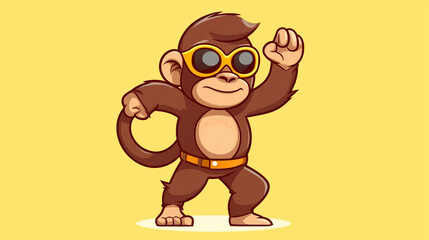 Cool monkey dabbing cartoon vector icon illustration