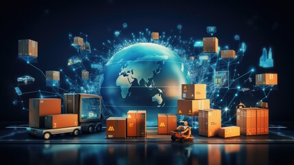 Illustration of e-commerce, delivery, and grocery automation