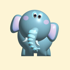 Wild 3D elephant in cartoon illustration style isolated on a solid color background, perfect for any project or advertisement