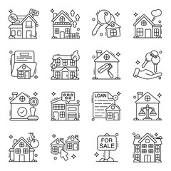 Fototapeta premium Pack of Real Estate Line Icons