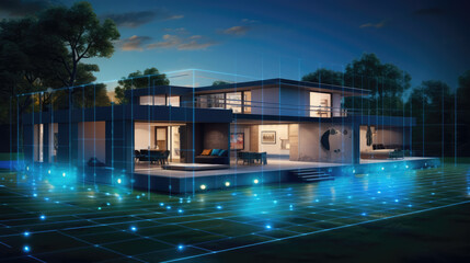 A smart home with AI augmented reality, modern management system, generative ai. 
