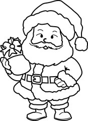 Collection of Christmas cartoons isolated on a white background. Little Santa with gifts and holiday decorations; cute card. Super cute cartoon character, illustration, hand drawn, vector