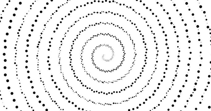 Spiral effect with dots on white background