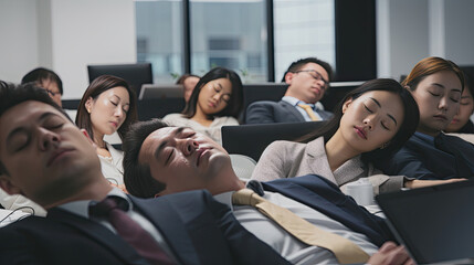 Fototapeta na wymiar Business people sleeping in the conference room during a meeting.