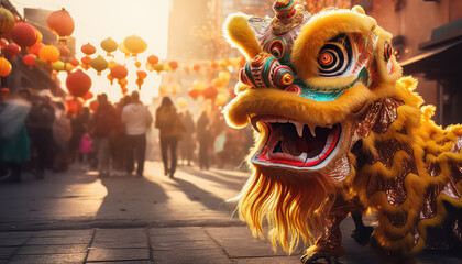 Colorful Asian Dragon, Chinese New Year Concept - obrazy, fototapety, plakaty