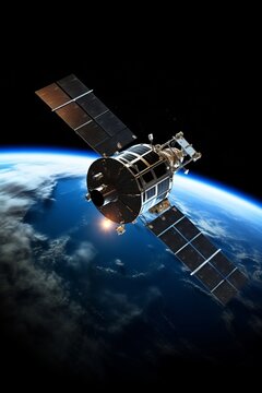 Image displaying a satellite orbiting the Earth
