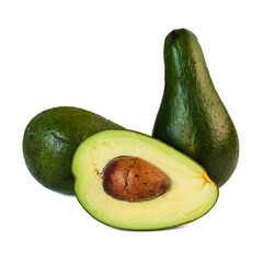 Avocado isolated on white background. avocado sliced closeup.