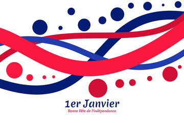 Translation: January 1, Happy Independence day. Independence day of Haiti Vector Illustration. Suitable for greeting card, poster and banner. 