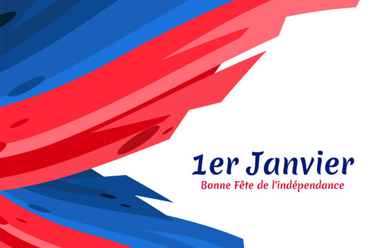 Translation: January 1, Happy Independence day. Independence day of Haiti Vector Illustration. Suitable for greeting card, poster and banner. © Yuniar20