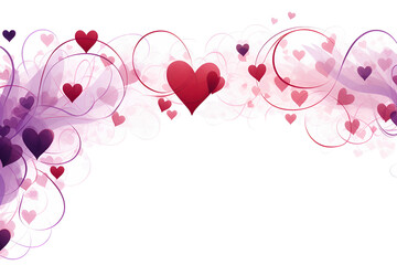 Border or frame for Valentine's day on a white background with copy space. Background with hearts.