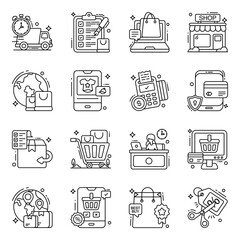 Fototapeta premium Pack of Shopping Line Icons