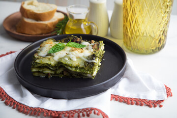 Green pesto lasagna italian peruvian gourmet comfort food