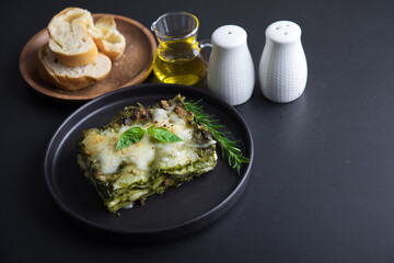 Green pesto lasagna italian peruvian gourmet comfort food