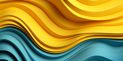 abstract yellow Textured intricate 3D wall in light blue and white tones - obrazy, fototapety, plakaty