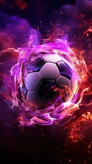 Fototapeta premium soccer ball and flames background wallpaper