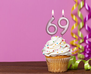 Birthday Cake With Candle Number 69