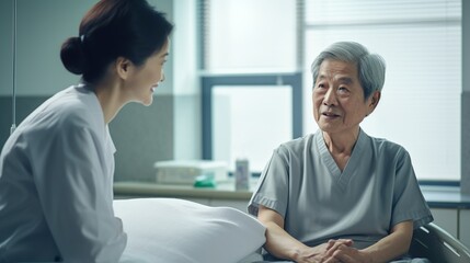 patient consult with doctor in uniform in hospital
