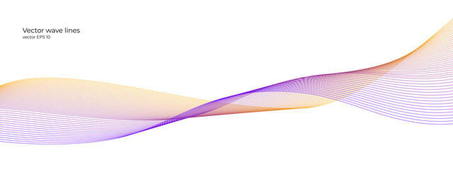 Vector wave dynamic music lines. Orange-purple abstract lines. Sound waves on transparent background for your design. Vector EPS 10