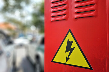 HIgh Voltage Sign on Red Electric Control Box.