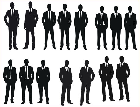 Business people silhouettes, Business man standing  Silhouettes