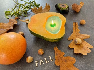 Pumpkin candle for an autumn mood