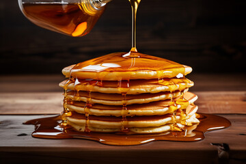 pancakes, honey, breakfast, syrup, delicious, homemade, sweet, brunch, flapjacks, indulgent