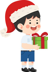 kid student holding gift box