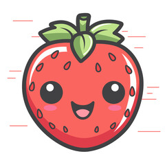 Cute Strawberrie fruit with happy face. Vector illustration
