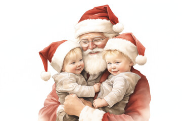 Fototapeta na wymiar Santa claus christmas and children - AI generated Image
