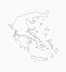 Vector outline map Greece, line border country