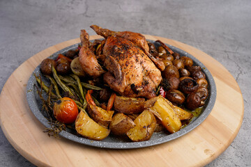 Roasted chicken set Indonesian style food photography