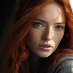 Fototapeta premium Close-up portrait of a beautiful charming woman. Style, beauty and fashion concept