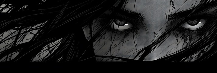 Dark anime manga style illustration