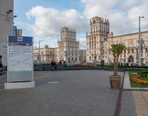View of the Architectural complex Minsk Gate on Station Square