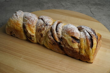 Chocolate Bread and butter cake with black background